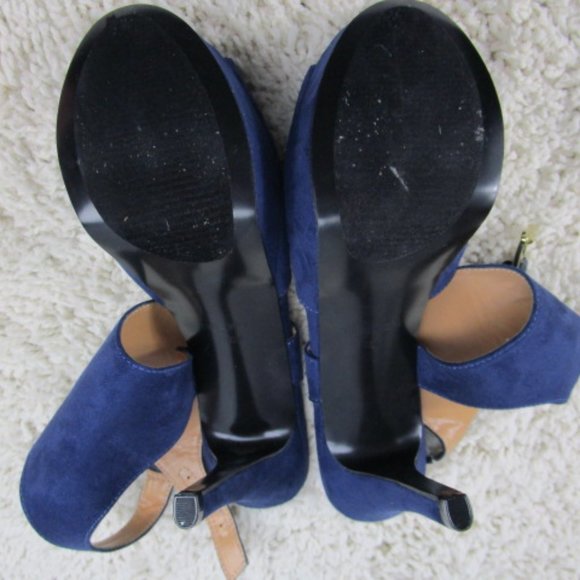 Blue Suede Nine West Sandaled Heels 8.5 - Picture 5 of 12
